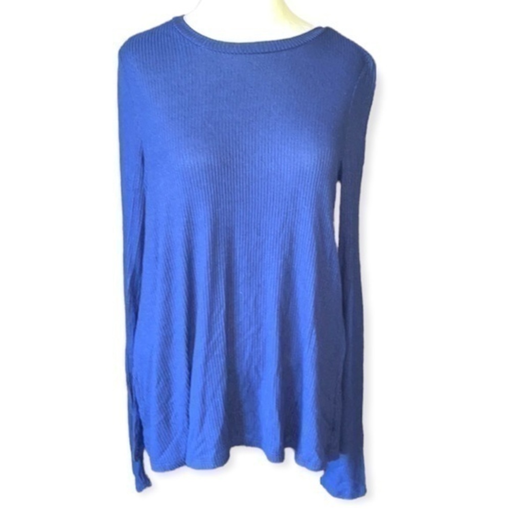 Aeropostale long sleeve ribbed shirt open back blue size medium